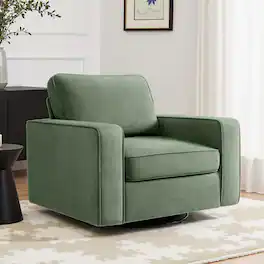 KERDOM - Swivel Barrel Sofa Chair, Modern Single Sofa Lounge Bucket Armchair, Rotating Accent Sofa Rotation Base, Washable Pillow - Green