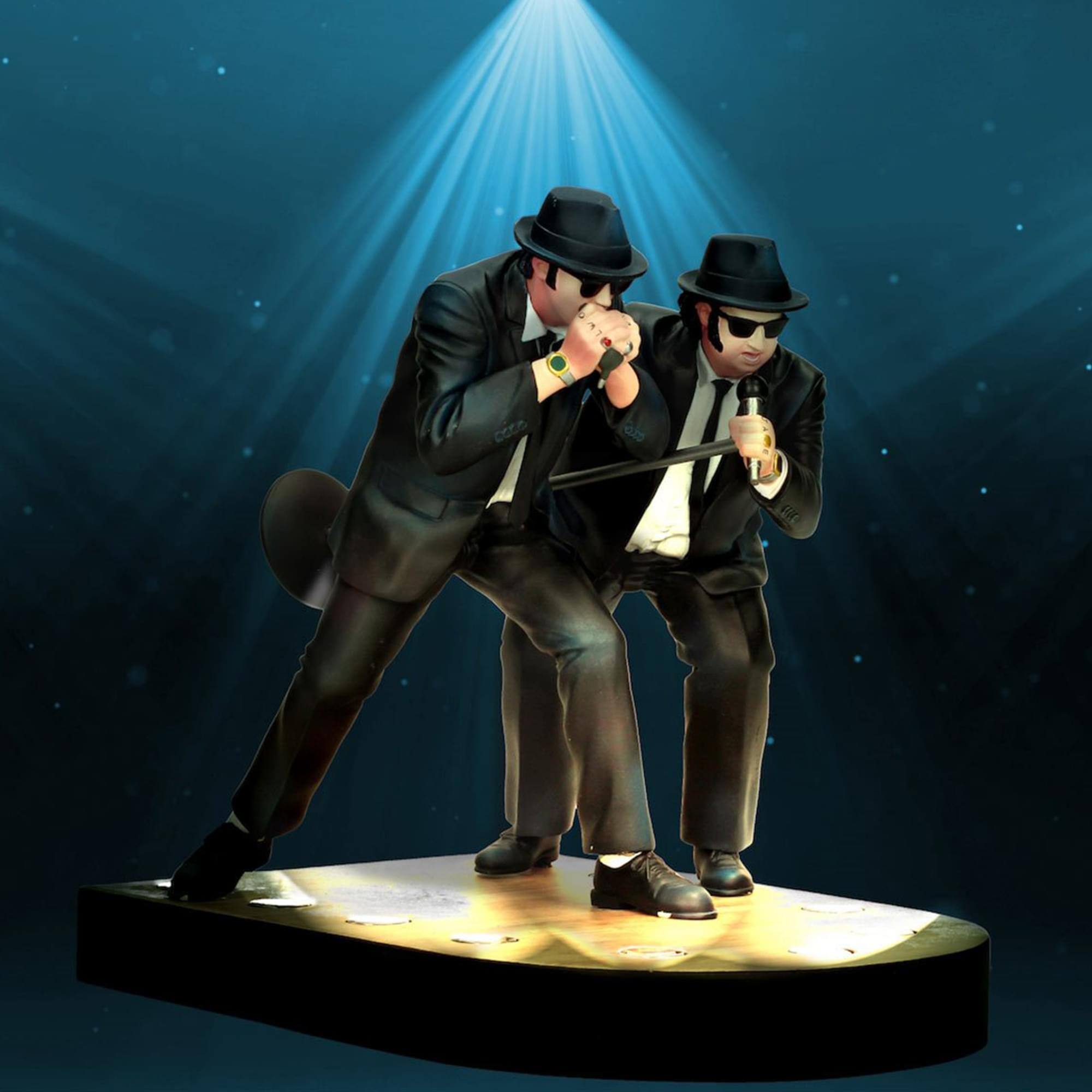 Alt View 6. SD Toys - The Blues Brothers Jake and Elwood 7-Inch Figure Set With Light-Up Stage - Black.
