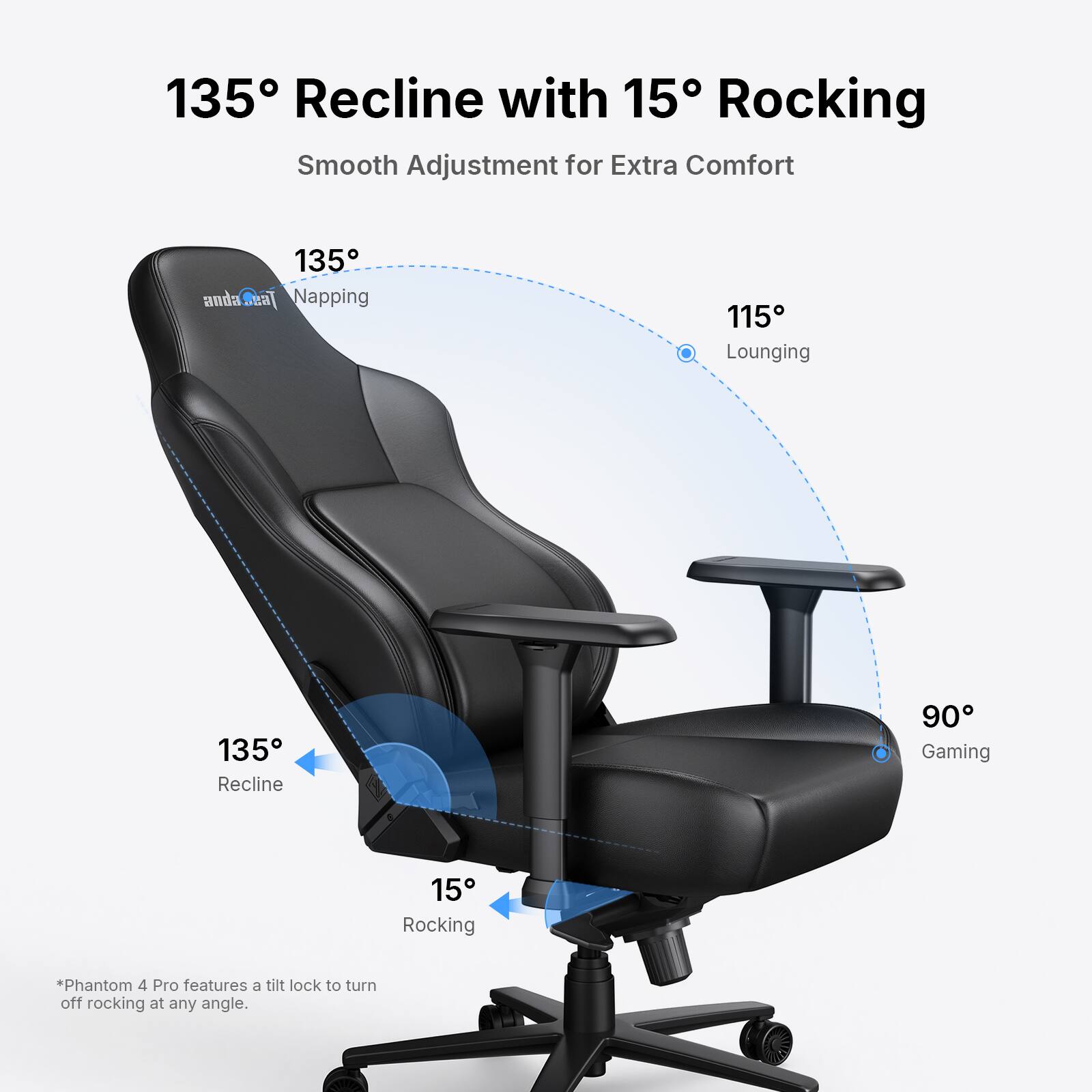 AndaSeat Phantom 4 Series Ergonomic Office Gaming Chair, Royal Black ...