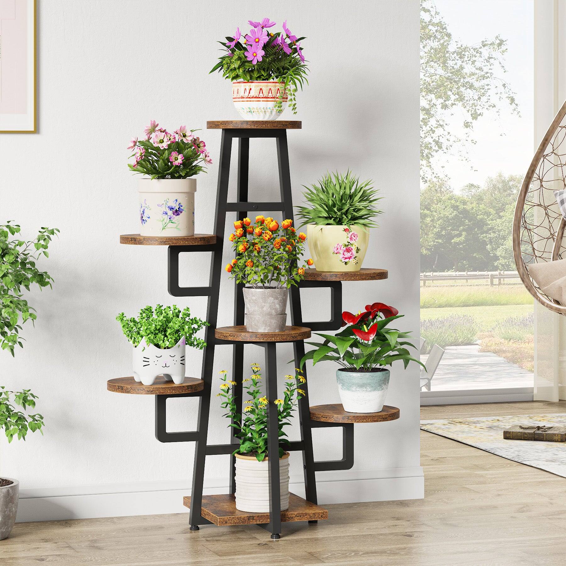 Back. Tribesigns - Office Storage Shelf, For Organizing and Displaying Items in Workspaces and Reception Areas - Brown.