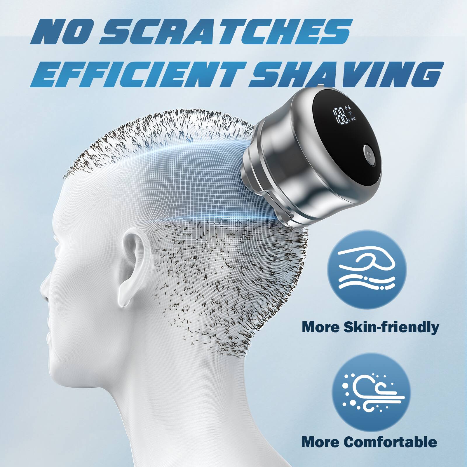 NO SCRATCHES  
EFFICIENT SHAVING  

More Skin-friendly  
More Comfortable