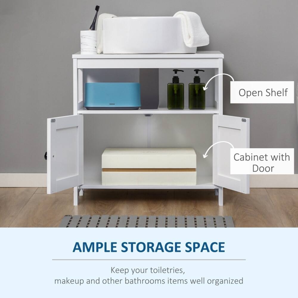 Angle. SlickBlue - Under-Sink Storage Cabinet Bathroom Vanity Cabinet with Shelves & Double Doors - White.