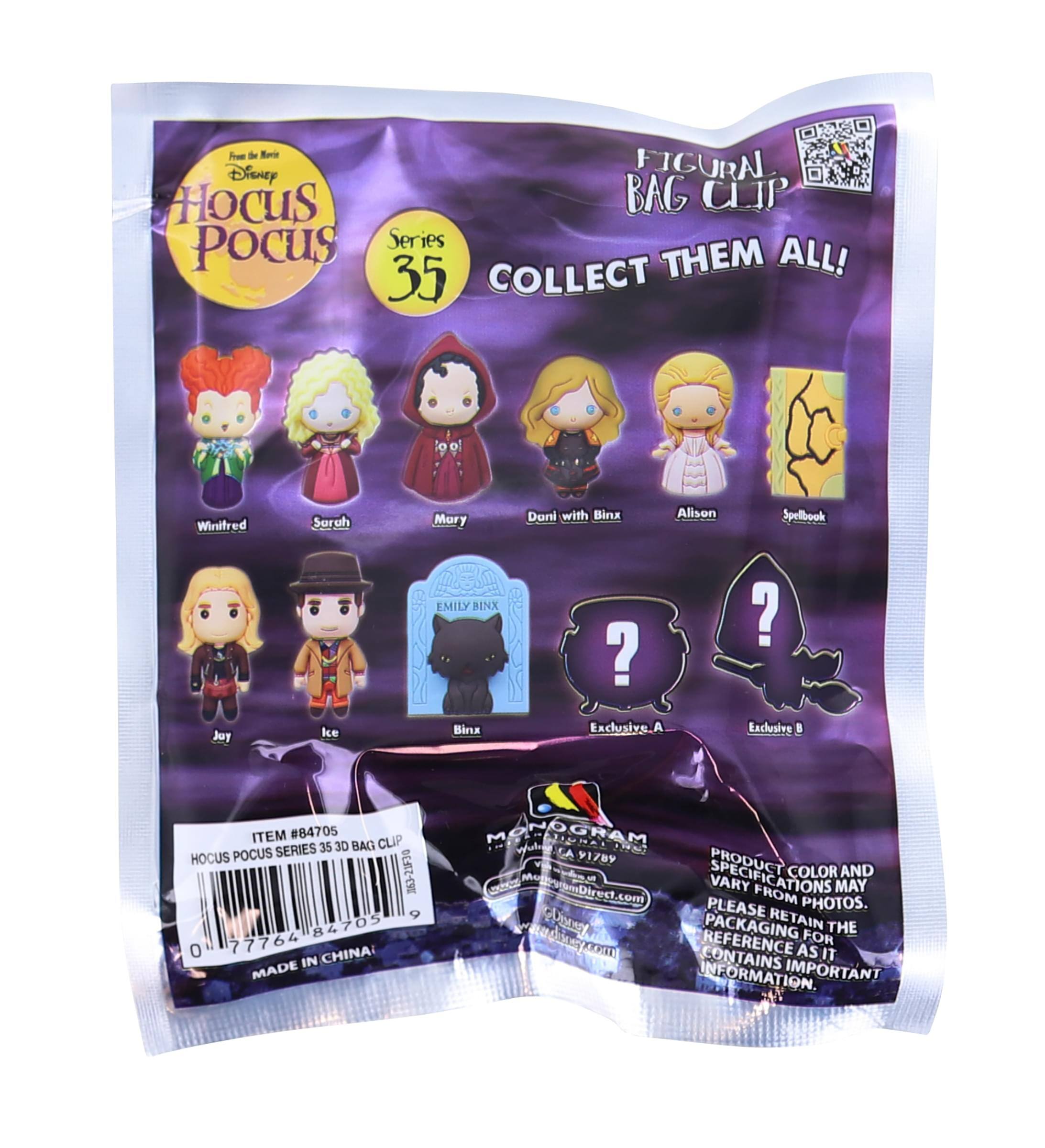 - Disney Hocus Pocus Figural Bag Clip Series 35 Collect Them All!
- Winifred, Sarah, Mary, Dani with Binx, Allison, Spellbook, Jay, Ice, Binx
- Exclusive A, Exclusive B
- Item #84705
- Hocus Pocus Series 35 30 Bag Clip
- 0 77764 84705 9
- Made in China
- Product colors and specifications may vary from photos. Please retain packaging for the reference as it contains important information.