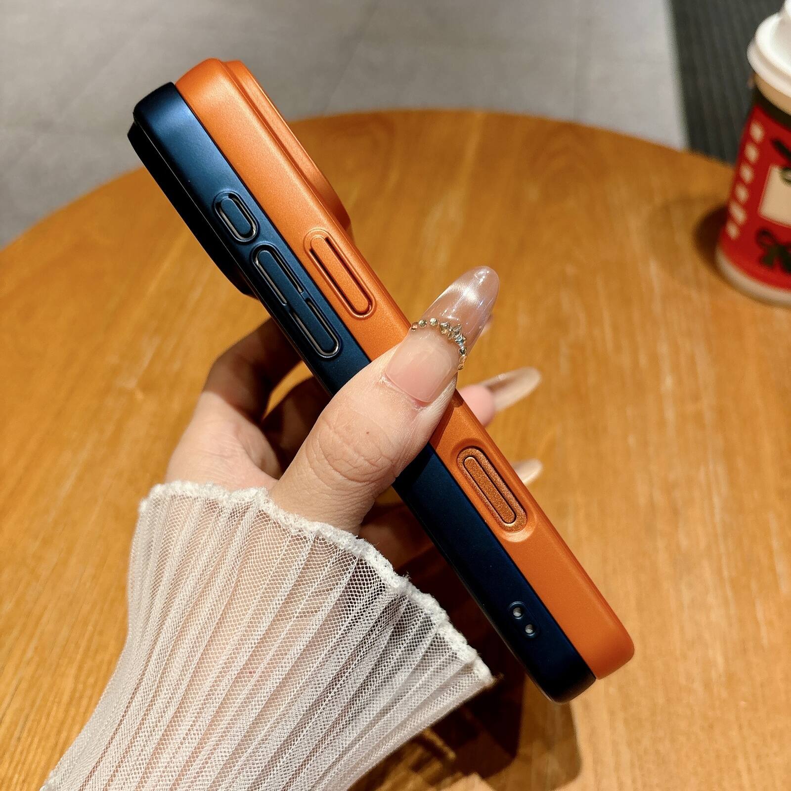 Alt View 1. UUCOVER - Magnetic Case for Apple iPhone 17 Pro Max, Compatible with MagSafe, Shockproof Electroplated CD-Texture Protective Cover - Orange.
