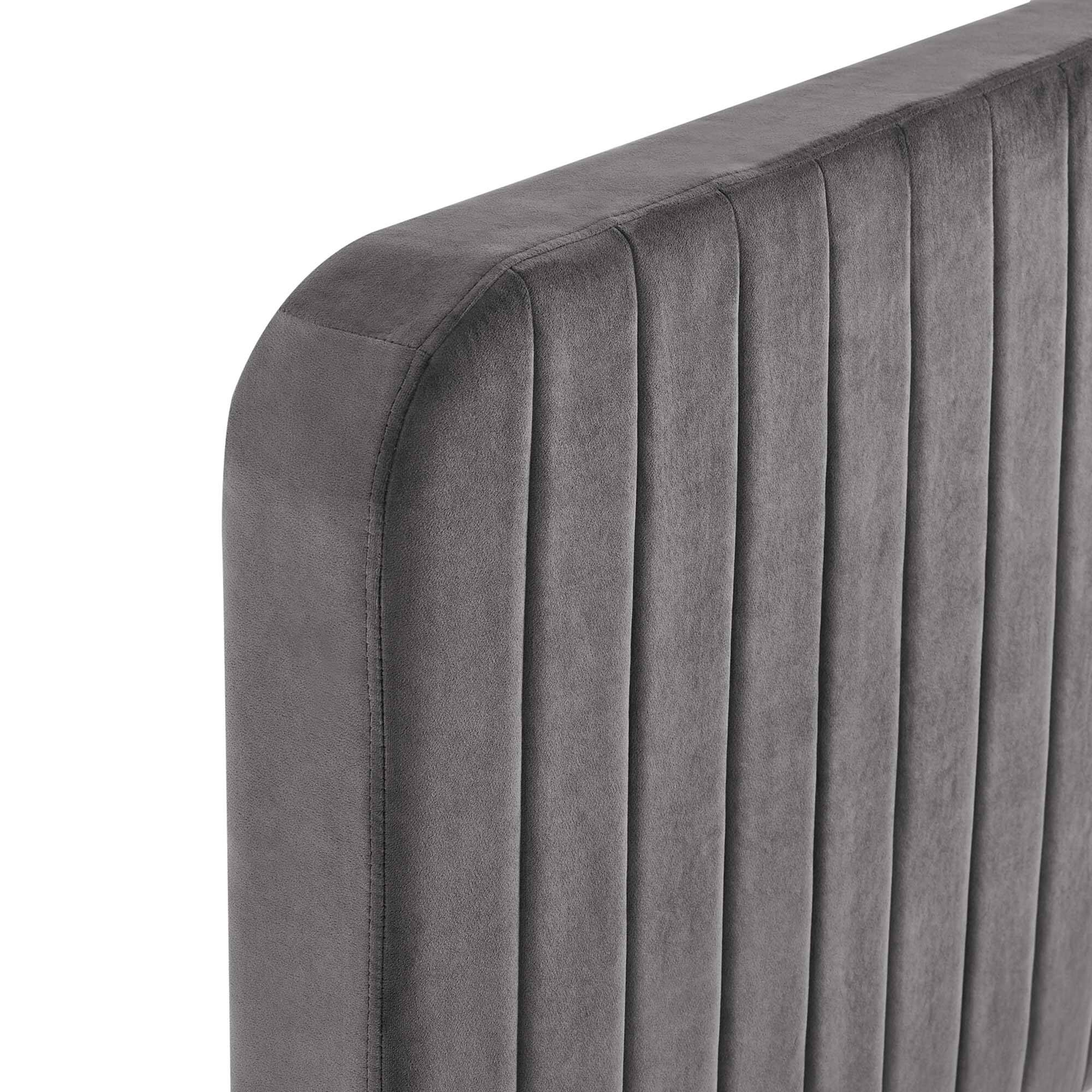 Alt View 2. Modway - Virginia Fabric Full Platform Bed with Squared Tapered Legs - Gray.