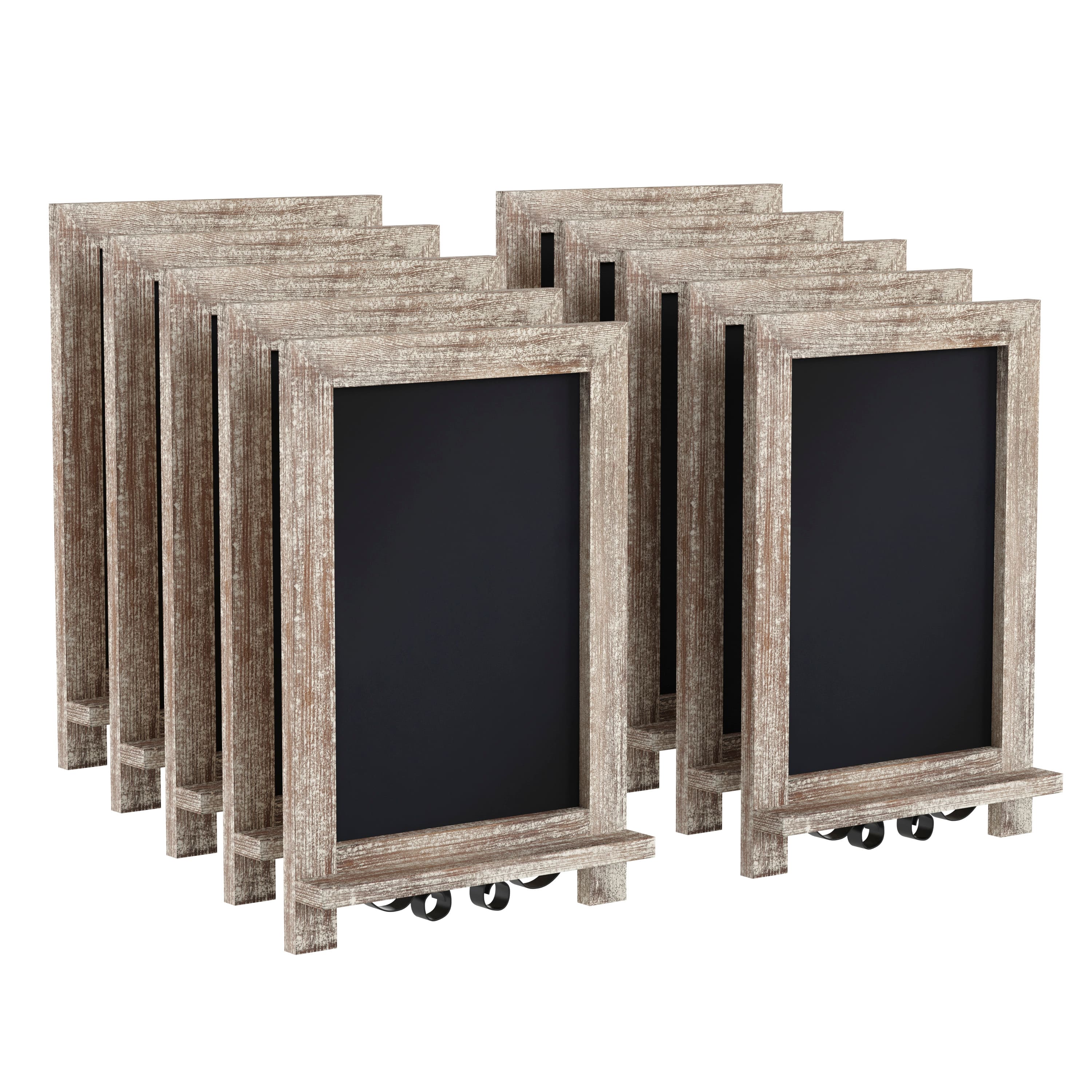 Emma + Oliver - Burke Rustic Vintage Tabletop or Wall Hanging Chalkboard with Magnetic Surface and Folding Legs - Weathered Brown