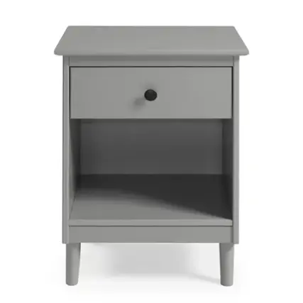 Walker Edison - Classic Solid Wood 1-Drawer Nightstand - Grey