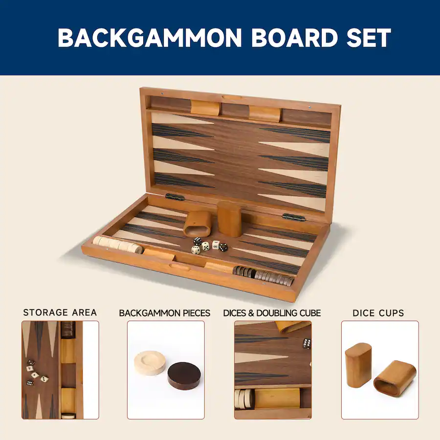 Backamon Game GSE Games & Sports Expert Premium Wooden Folding Inlay Backgammon Board ...