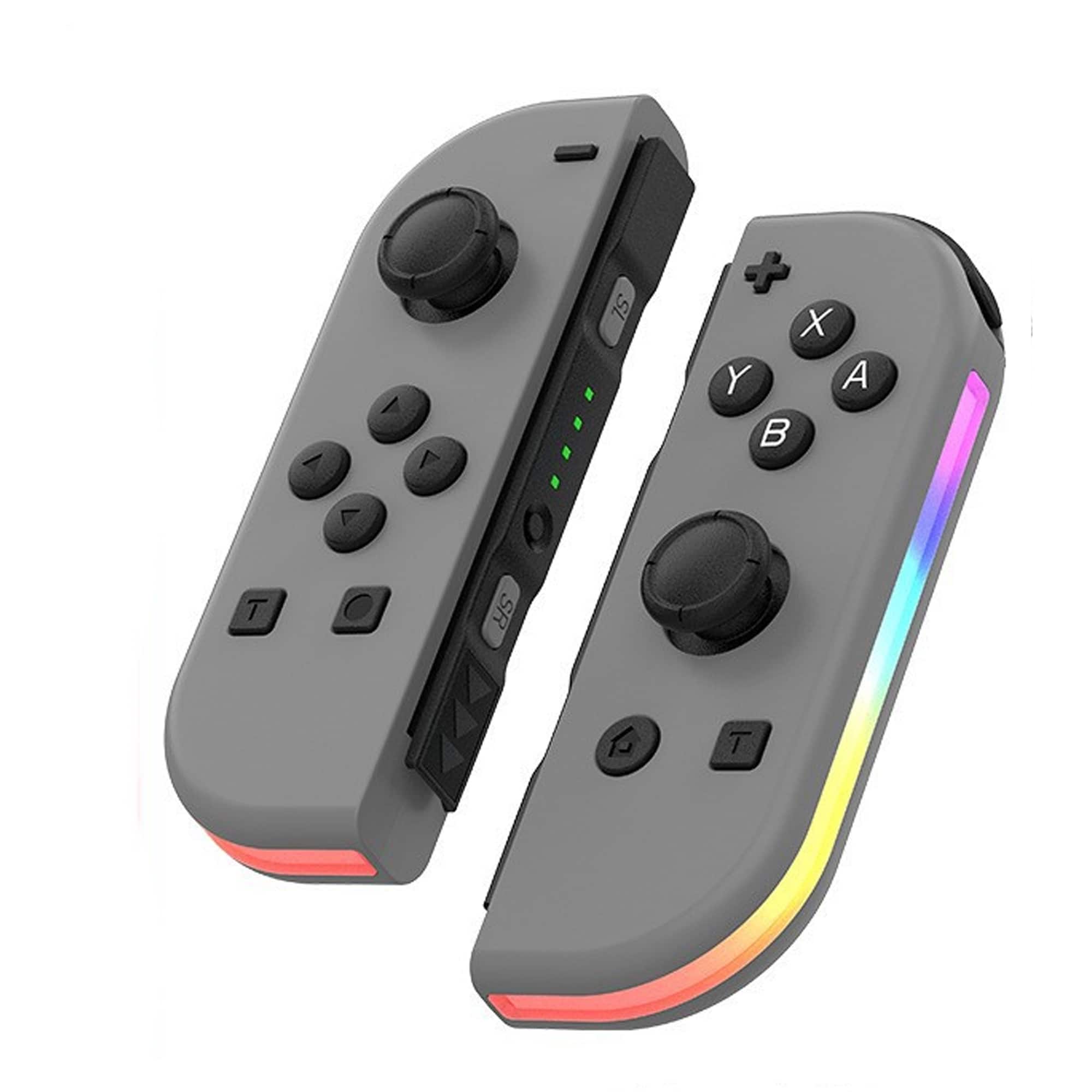YONWAY - Wireless RGB Gamepad Controller, Gamepads Joystick with Dual Vibration and Wake-up for Nintendo Switch/Lite/Oled - Black+Gray
