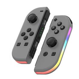 YONWAY - Wireless RGB Gamepad Controller, Gamepads Joystick with Dual Vibration and Wake-up for Nintendo Switch/Lite/Oled - Black+Gray