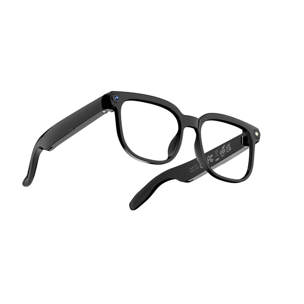Cluzine - Smart Glasses 800W HD Camera Photo Video Simultaneous Translation Bluetooth Call AI Assistant - Black