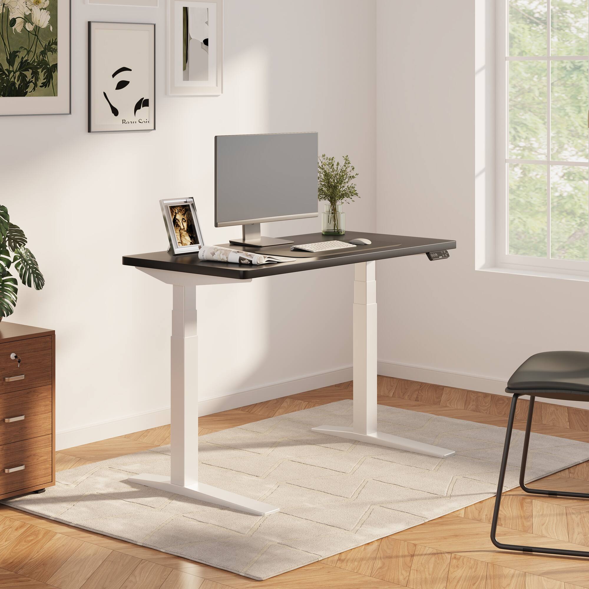 Alt View 5. FlexiSpot - FlexiSpot E7Pro 48''W Electric Adjustable Standing Desk Chipboard, White/Black - White.