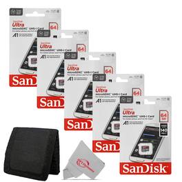 SanDisk Professional - 5x Sandisk Ultra microSD 64 GB 140MB/s Memory Card with Card Wallet