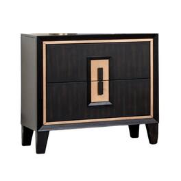 Manhattan Lane - Yada Nightstand, 2 Drawers,27 Inch - Espresso Brown, Gold