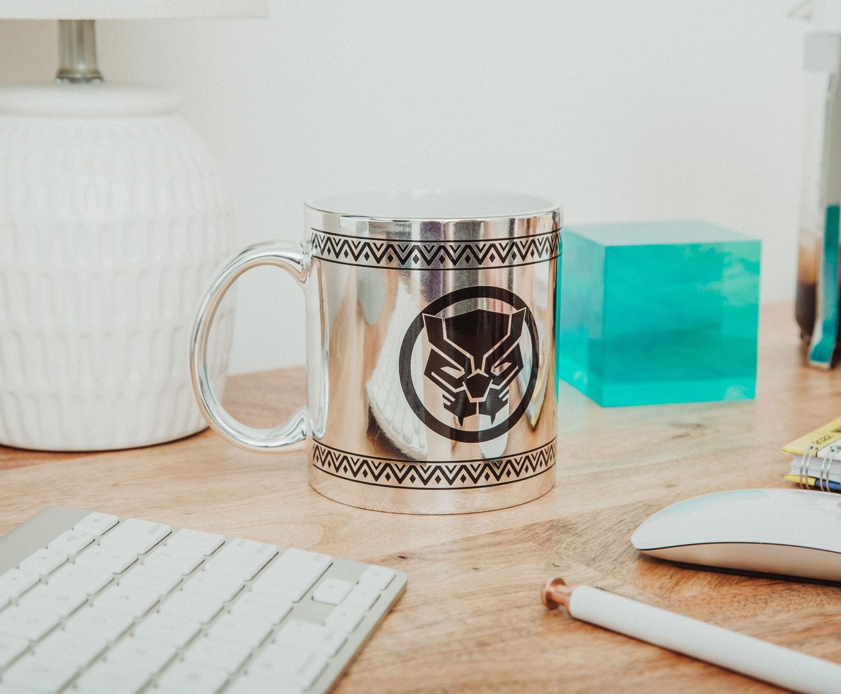 Alt View 1. Marvel - Marvel Black Panther Tribal Borders Electroplated Ceramic Mug | Holds 20 Ounces - White.
