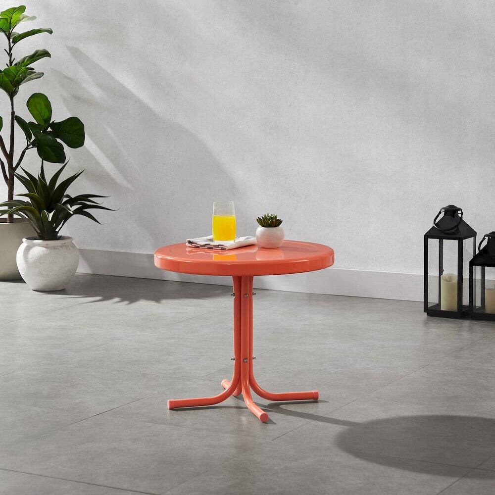 Alt View 4. Crosley Furniture - Griffith Retro Outdoor Side Table - Coral Gloss.