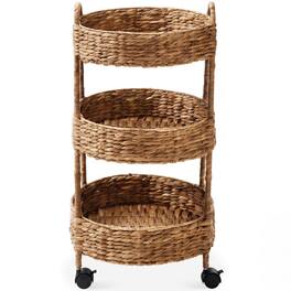 Best Choice Products - 3-Tier Round Rolling Nursery Caddy w/Wheels, Utility Cart for Storage Organization - Chestnut