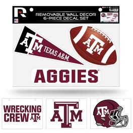 Rico Industries - Texas A&M University Aggies Set of 6 Removable Wall Decal Stickers - Multi