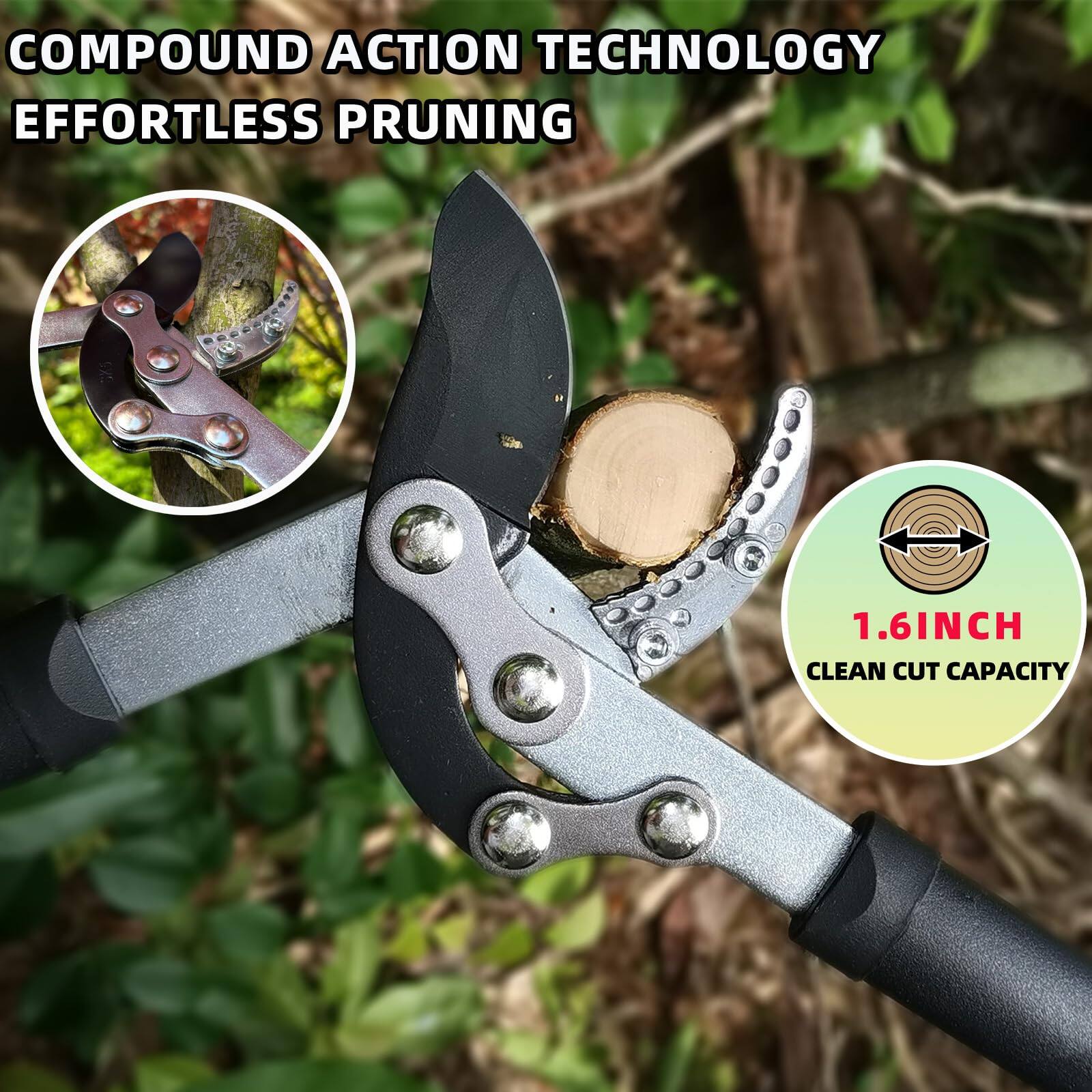 COMPOUND ACTION TECHNOLOGY  
EFFORTLESS PRUNING  

1.6INCH  
CLEAN CUT CAPACITY