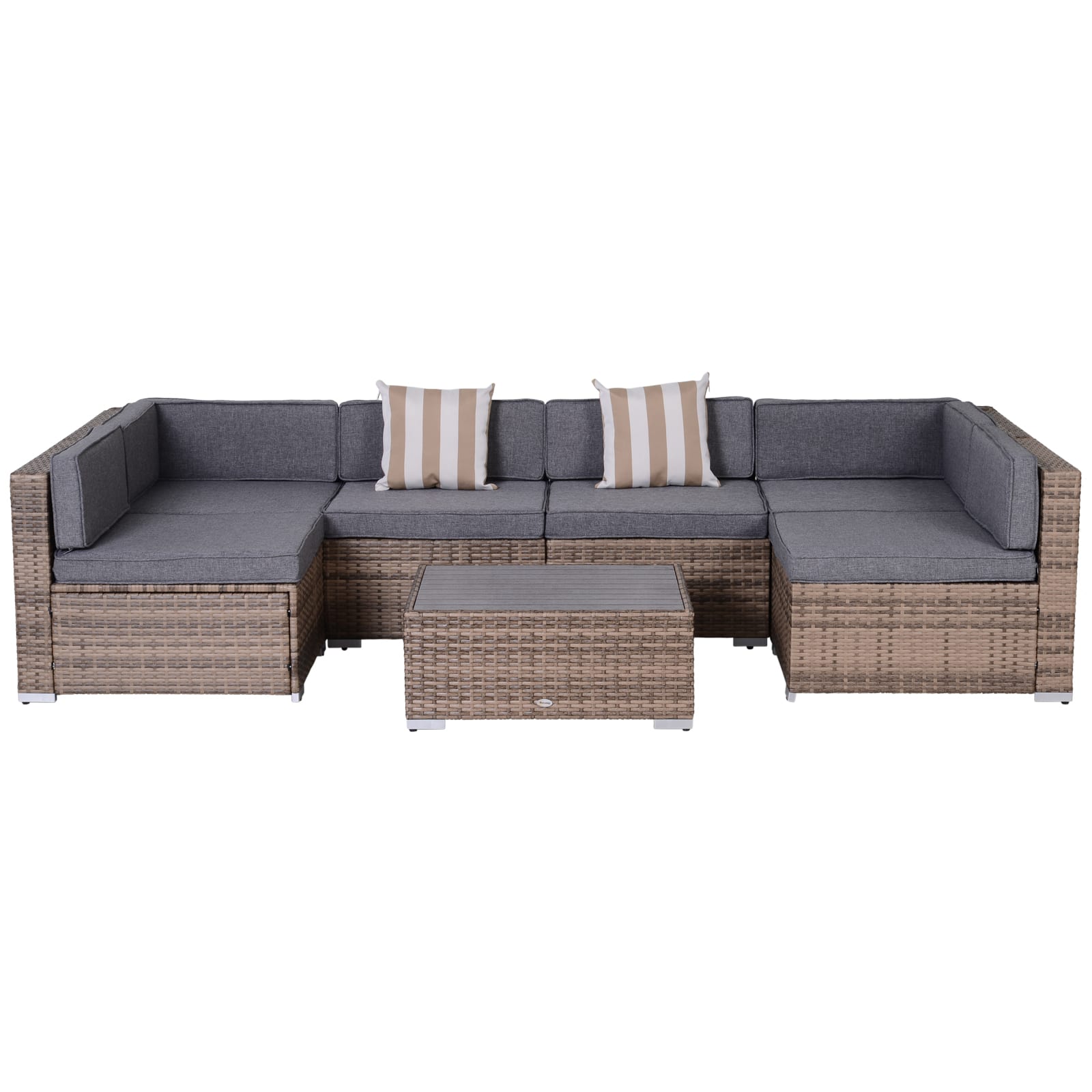 Outsunny - Outdoor Wicker Patio Sofa Set, Modern Rattan Conversation Furniture Set with Cushions - Gray