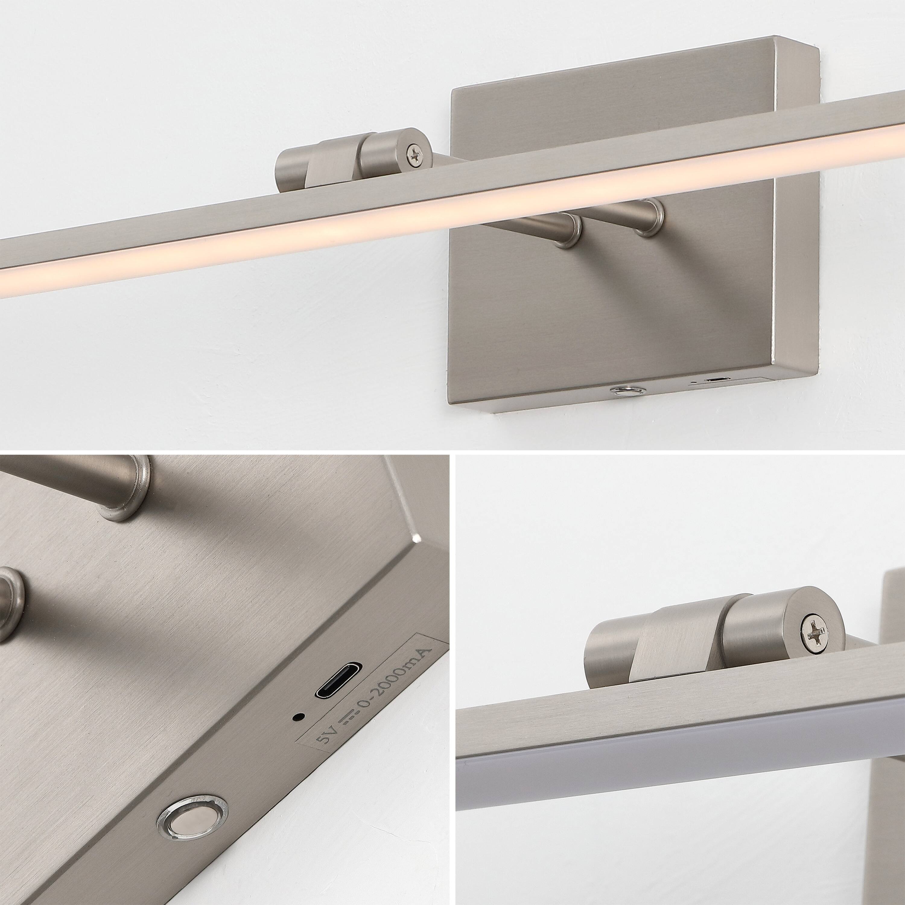 Alt View 5. Jonathan Y - Santino 28" Modern Minimalist Swivel Integrated Dimmable LED Rechargeable Picture Light with Touch Sensor, Nickel - Nickel.