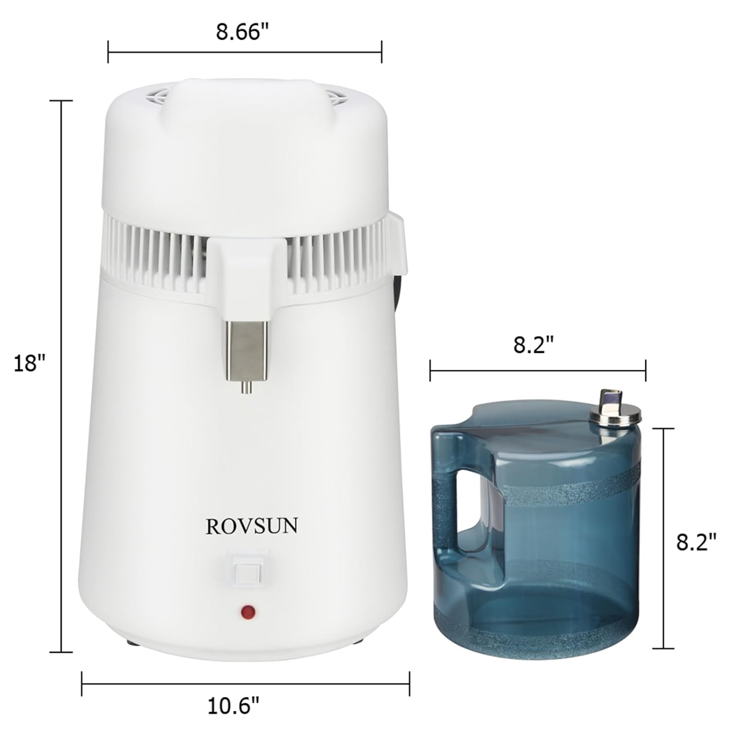 8.66" 18" 8.2" ROVSUN 8.2" 10.6"