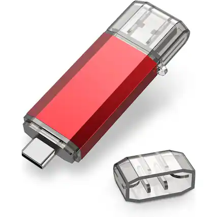 Front. Stock Preferred - 256GB USB 3.0 Dual Flash Drive – Type-C & USB-A OTG - Red.