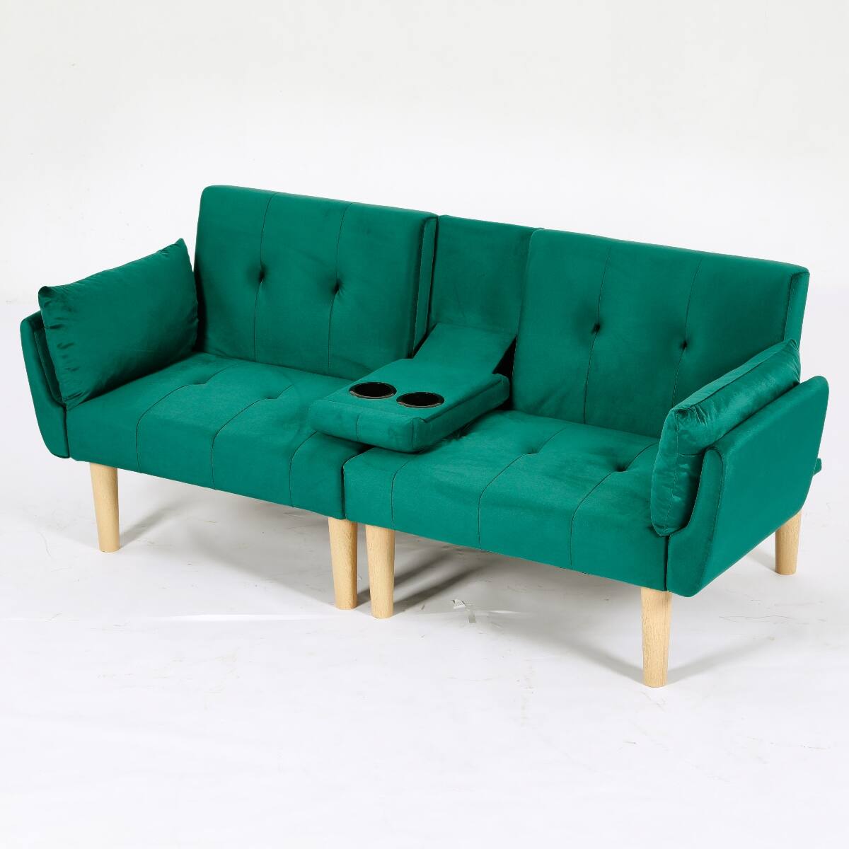 Alt View 10. Ropilly - Ropilly 72 Inch Foldable Loveseat Green Velvet 2 Seater Sofa for Living Room Apartment - Green.