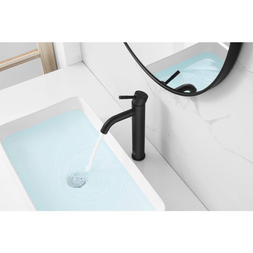 Alt View 6. Elegant Kitchen and Bath - Victor Single Hole Single Handle Bathroom Faucet in Matte Black - Matte Black.