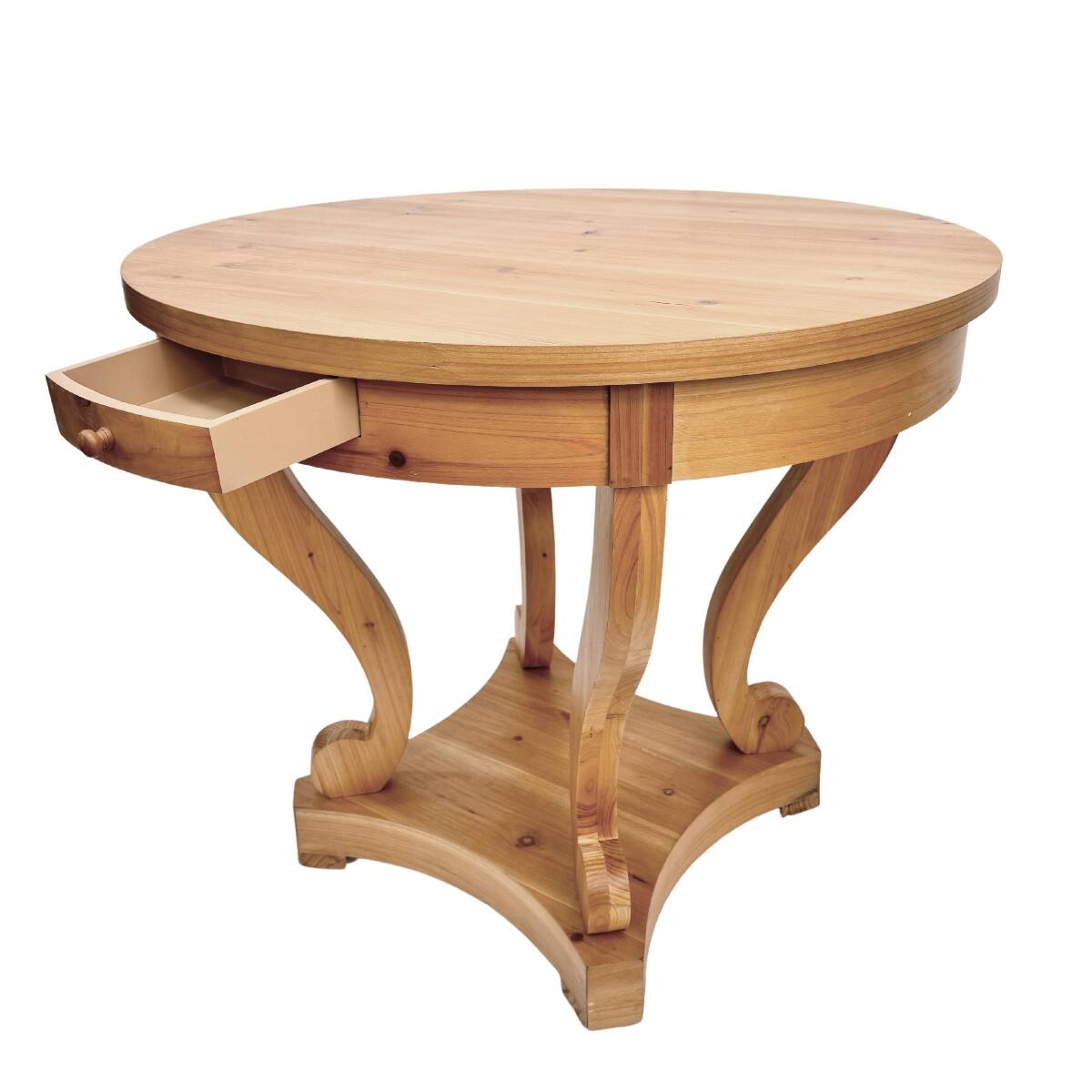 Alt View 3. Loheer - Loheer Farmhouse Round Dining Table, Natural Wood, Small Table for Two - Natural Wood.