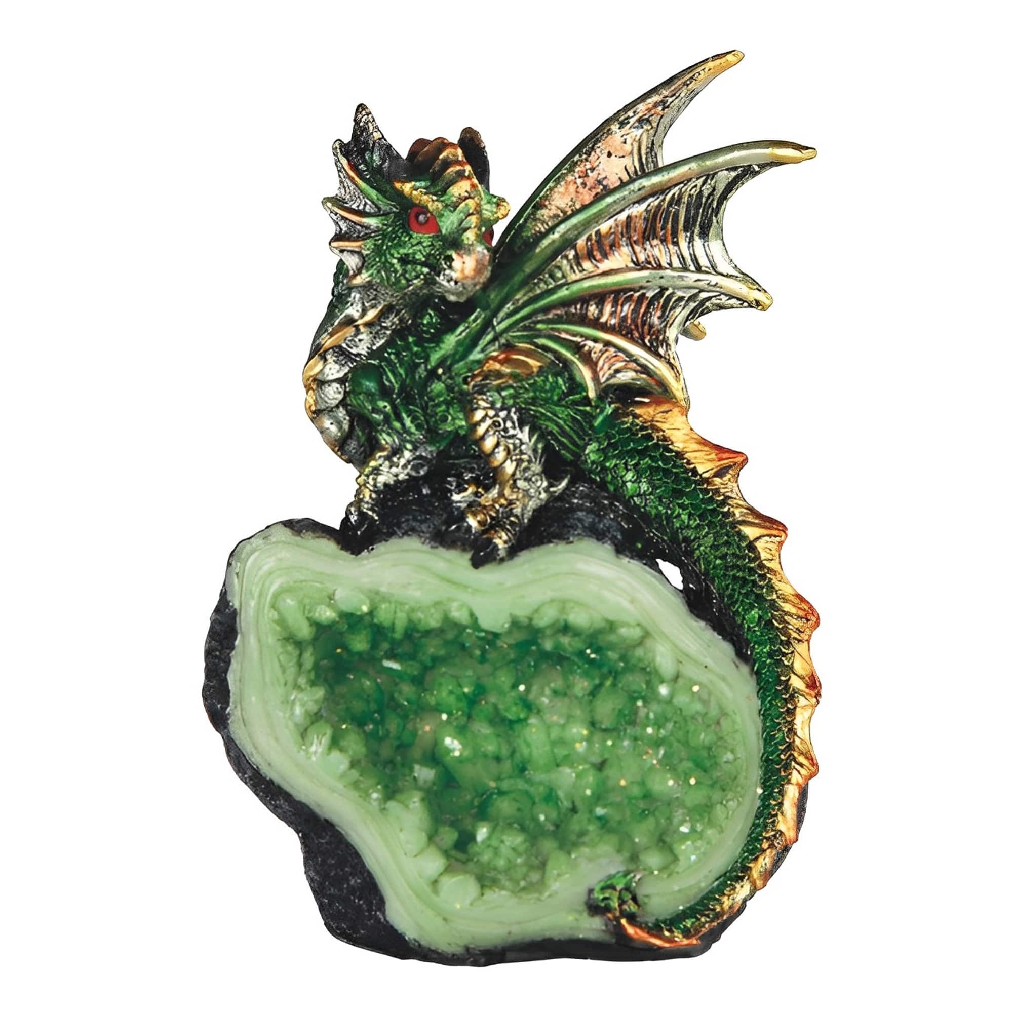 FC Design - 4"H Dragon on Faux Crystal Stone Figurine Statue Computer Desk Tabletop Medieval Gaming Home Decor Gift - Multi-Color