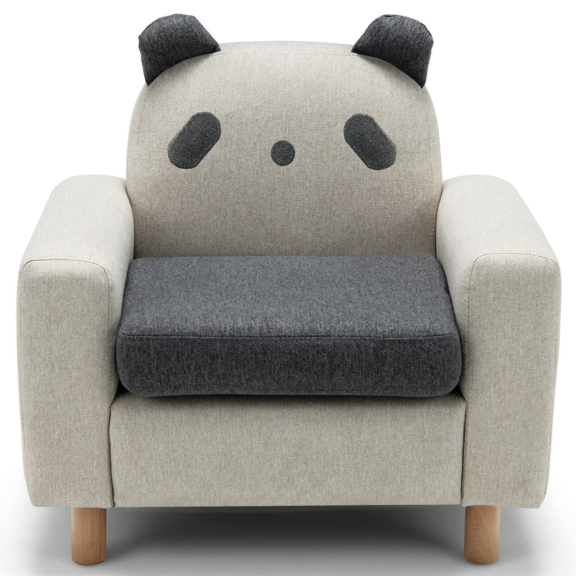 Gymax - Kids Panda Sofa Wooden Armrest Chair Couch w/ Thick Cushion Beech Legs Gift - Gray