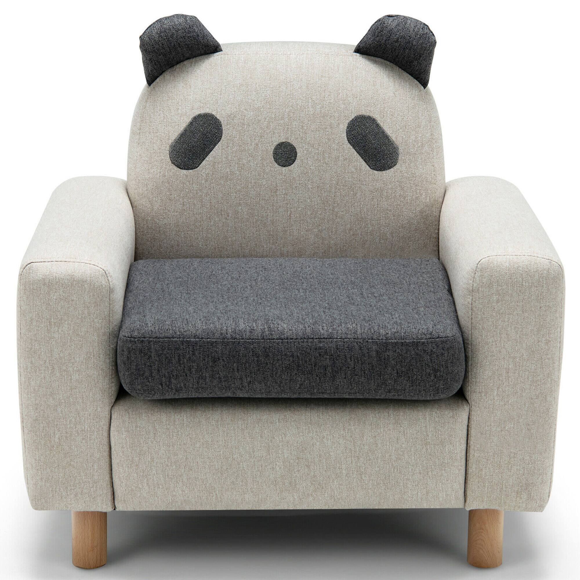 Front. Gymax - Gymax Kids Panda Sofa Wooden Armrest Chair Couch w/ Thick Cushion Beech Legs Gift - Grey.