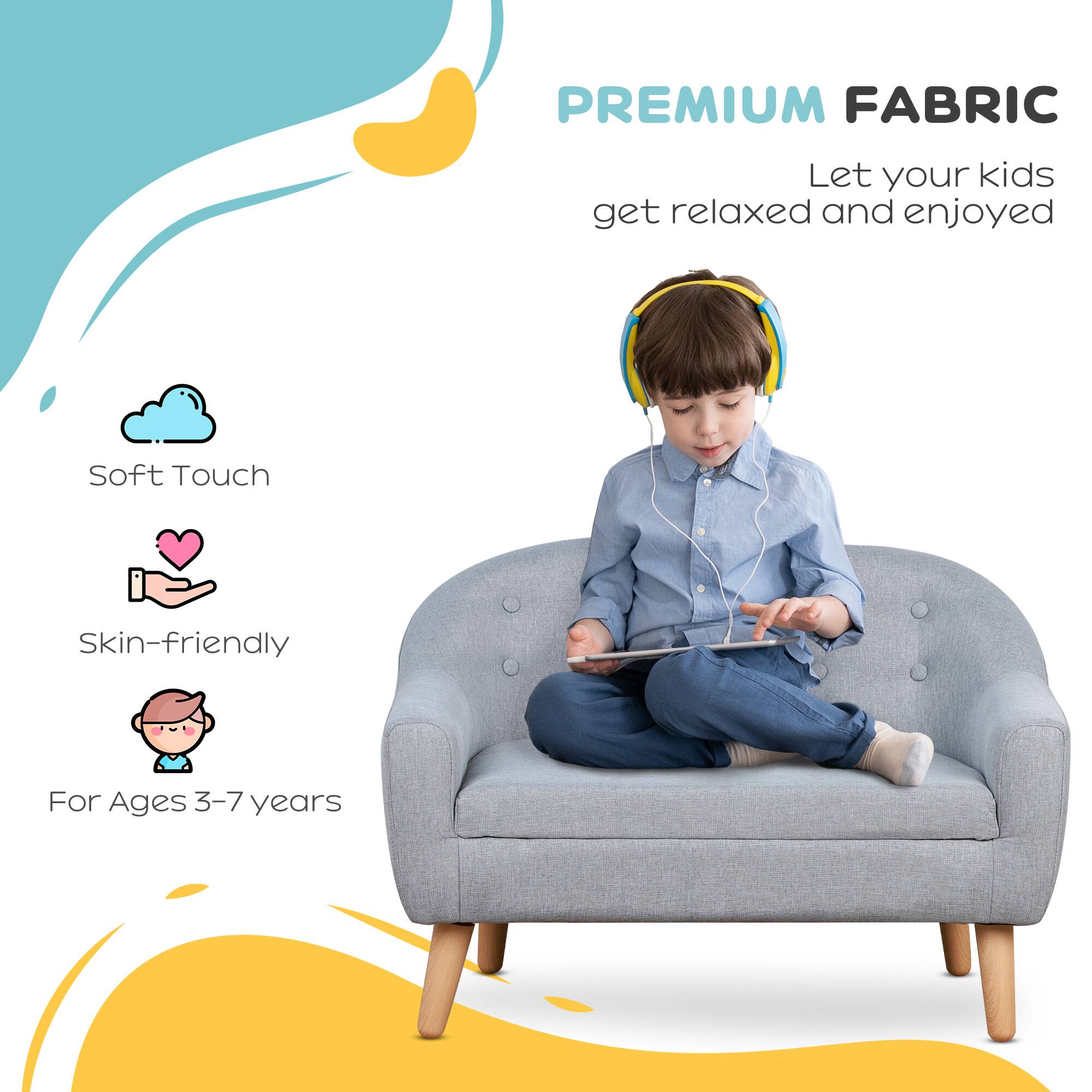 PREMIUM FABRIC  
Let your kids get relaxed and enjoyed  

- Soft Touch  
- Skin-friendly  
- For Ages 3-7 years