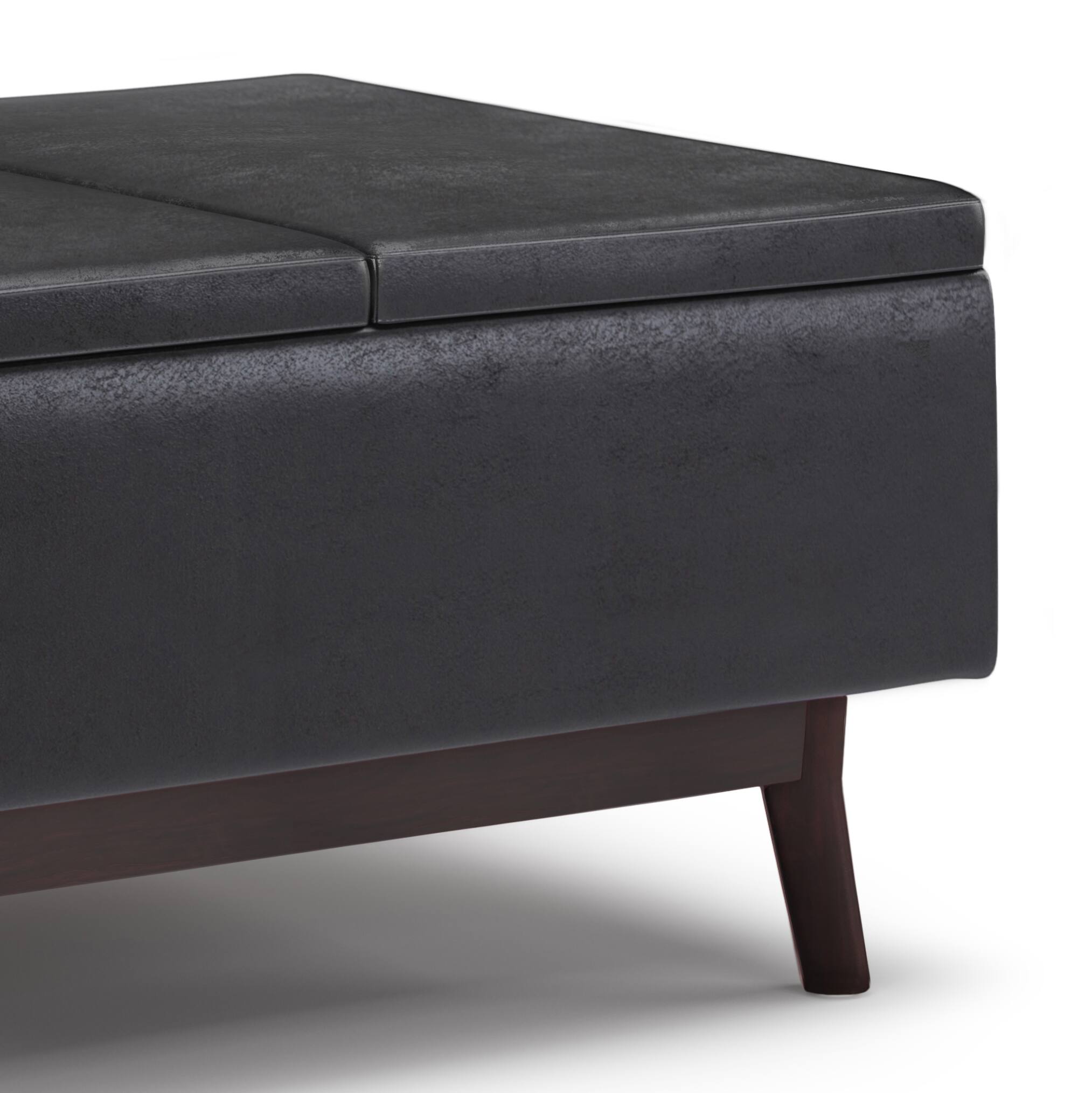 Alt View 12. Simpli Home - Owen Tray Top Small Coffee Table Storage Ottoman - Distressed Black.