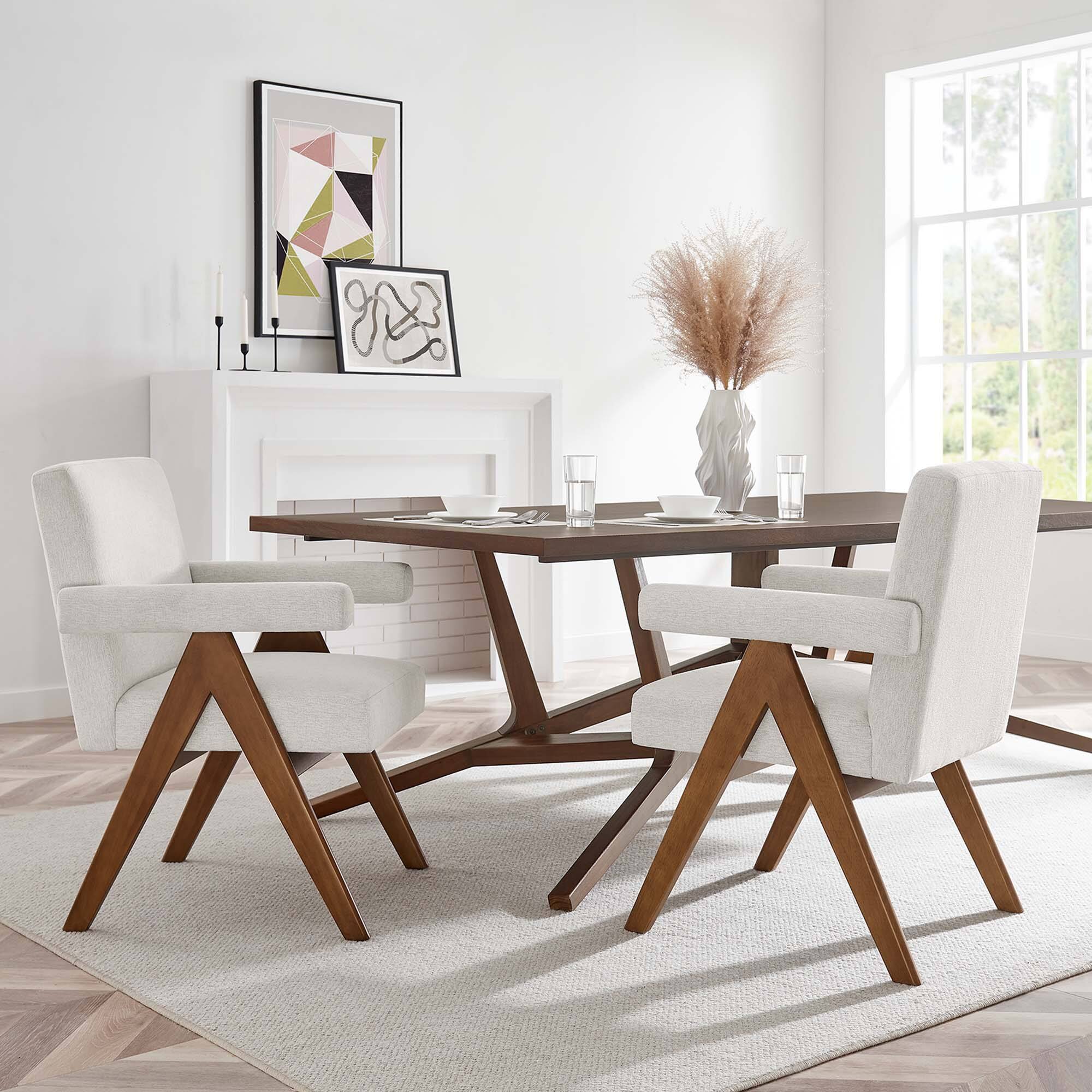 Alt View 5. Modway - Lyra Fabric Dining Room Chair Set of 2 by Modway - White.