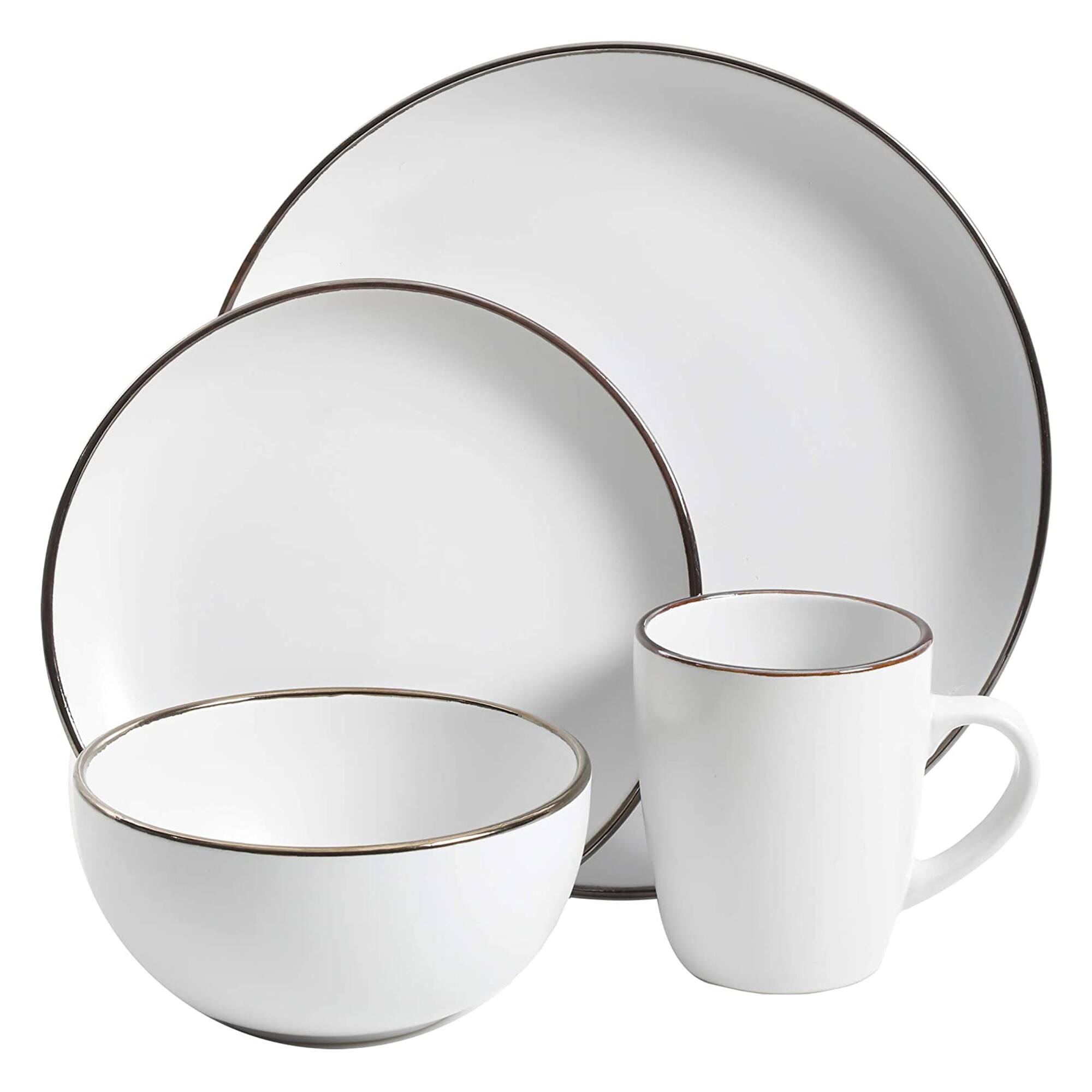 Alt View 1. Gibson - Gibson Home Rockaway Round Stoneware Dinnerware Set, Service for 4, Matte White - White.