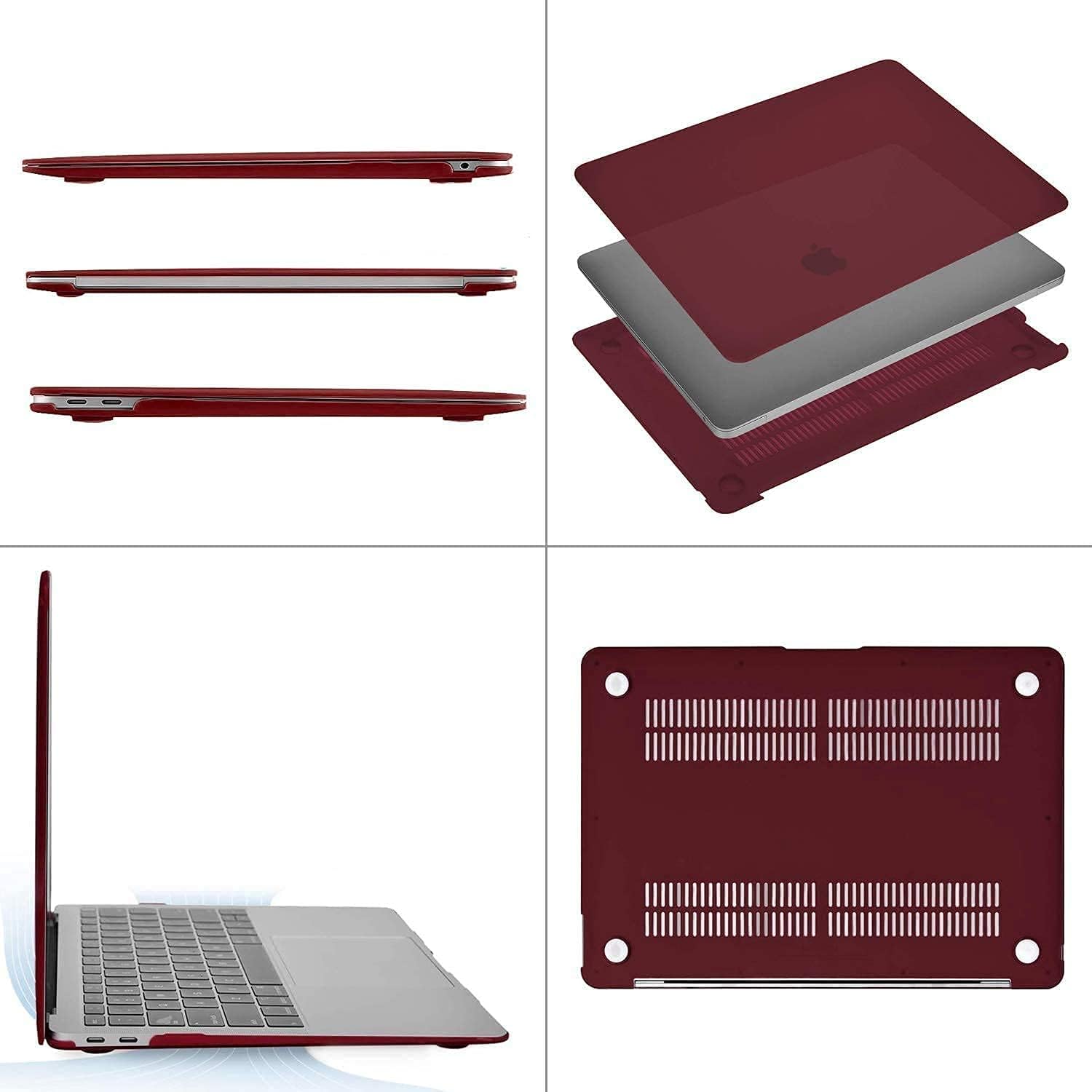 Alt View 1. mosiso - Case for MacBook Air 13 inch Case 2020 2019 2018 Release M1 A2337 A2179 A1932 with Touch ID with Keyboard Cover - Marsala Red.