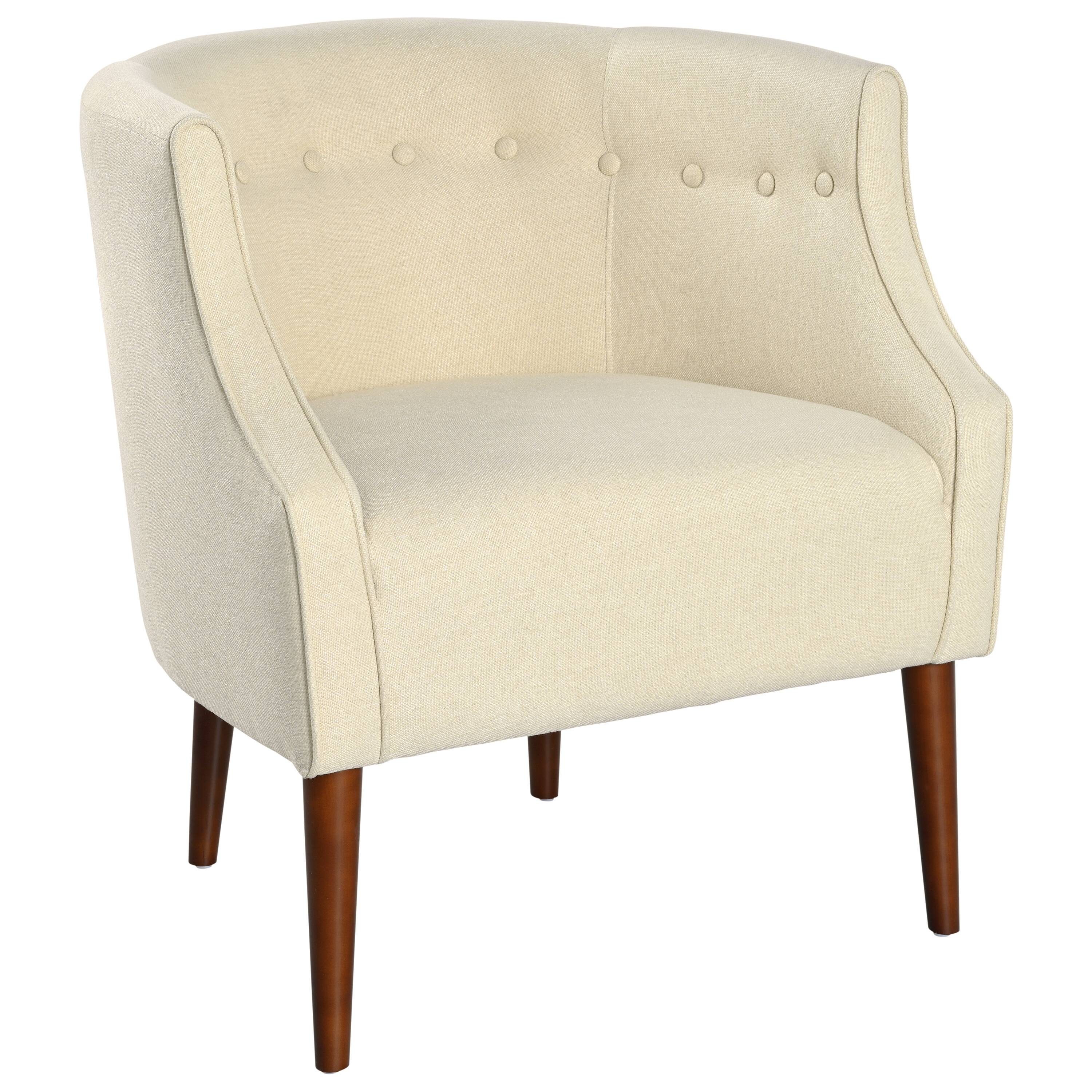 Alt View 4. APRILSOUL - Modern Club Chair Button Tufted Back Tonal Piping Mid Century Living Room Bedroom Office - Beige.
