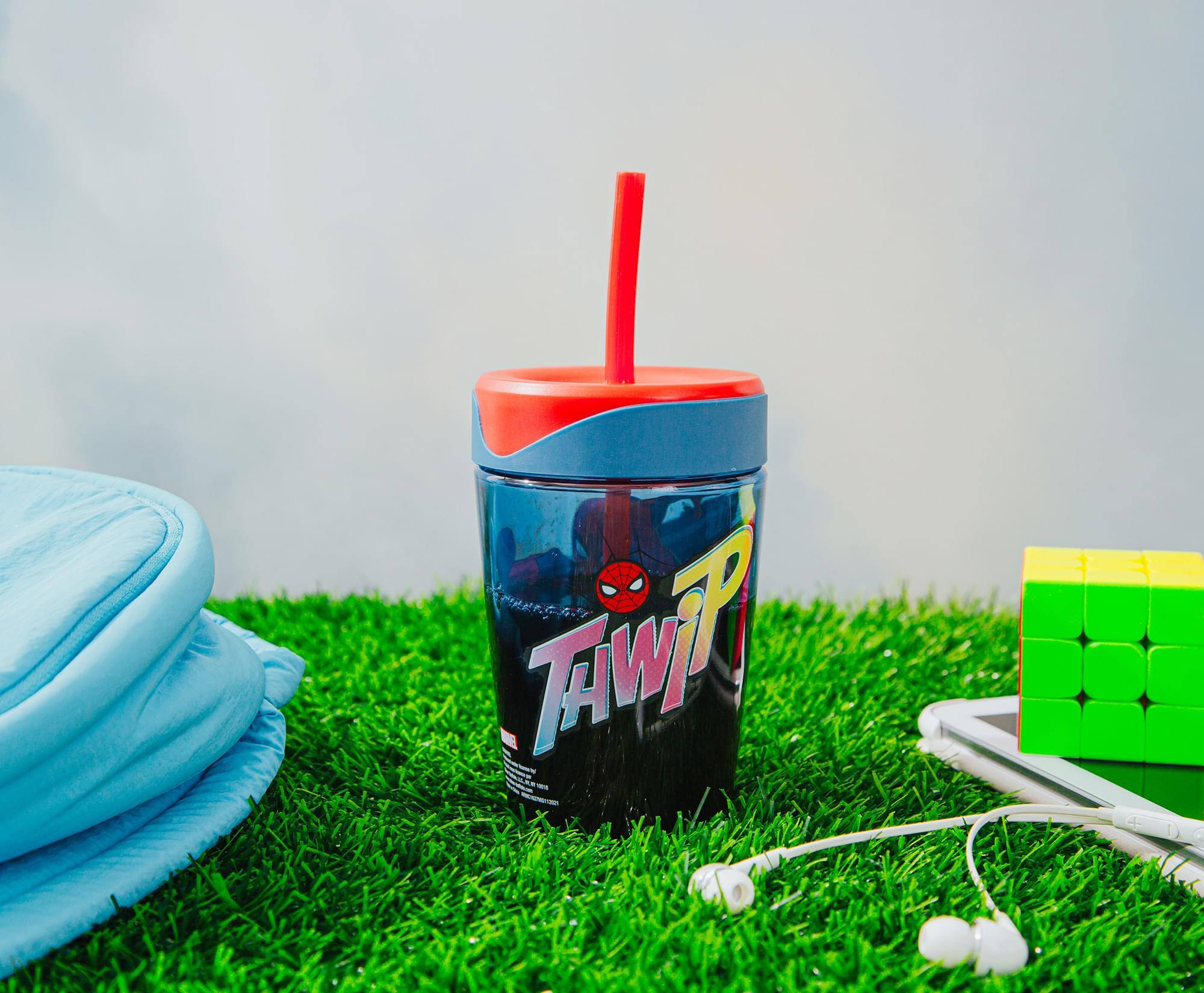 Alt View 3. Marvel - Marvel Spider-Man "Thwip" Kids Spill-Proof Tumbler With Straw | Holds 18 Ounces - Red.