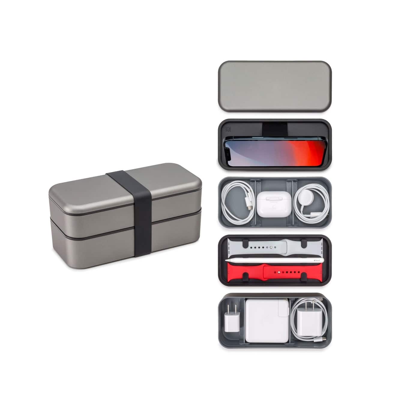 Function 101 - BentoStack Tech Accessory Organizer Space Gray - Black