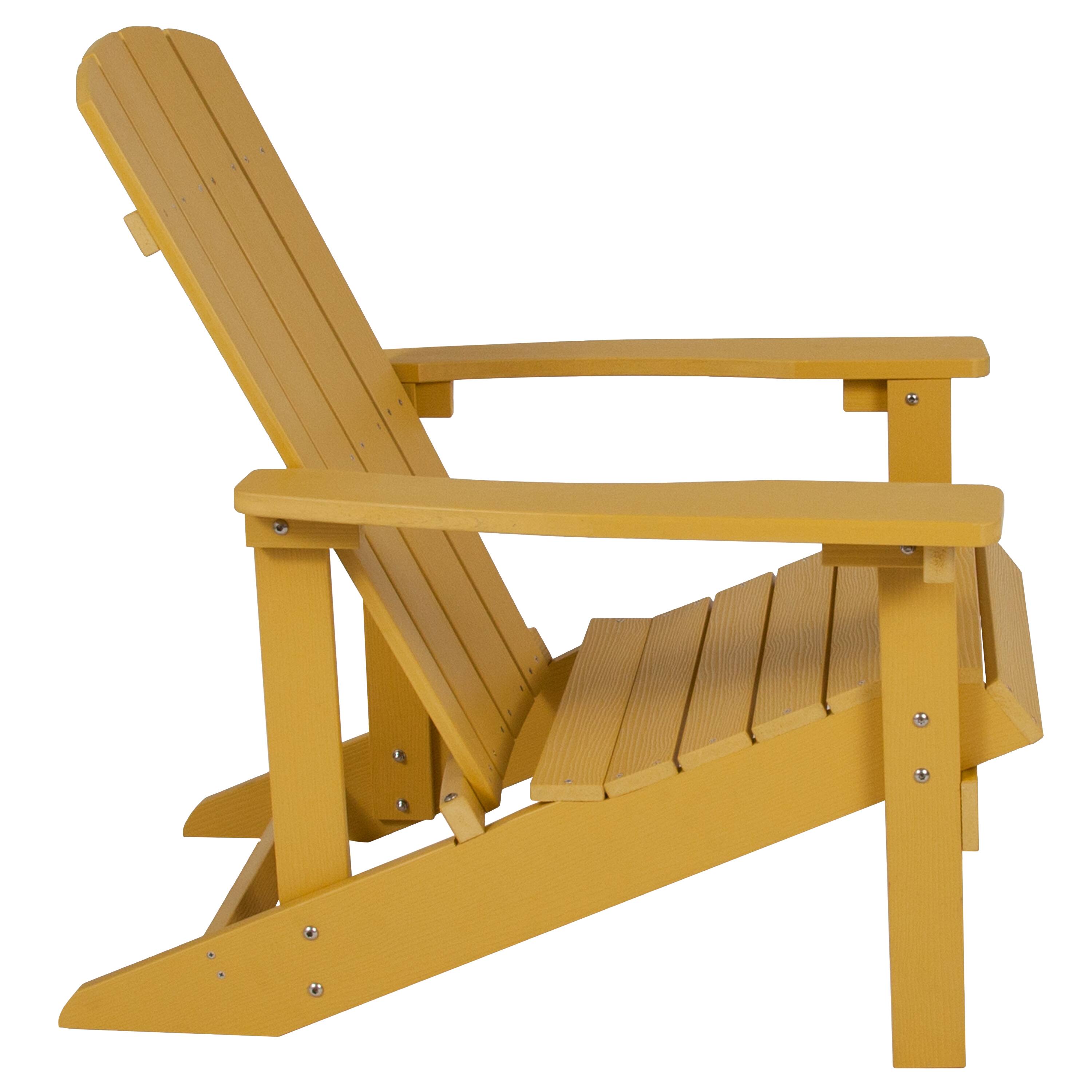 Alt View 7. Emma + Oliver - 4 Pack Outdoor All-Weather Poly Resin Wood Adirondack Chairs - Yellow.