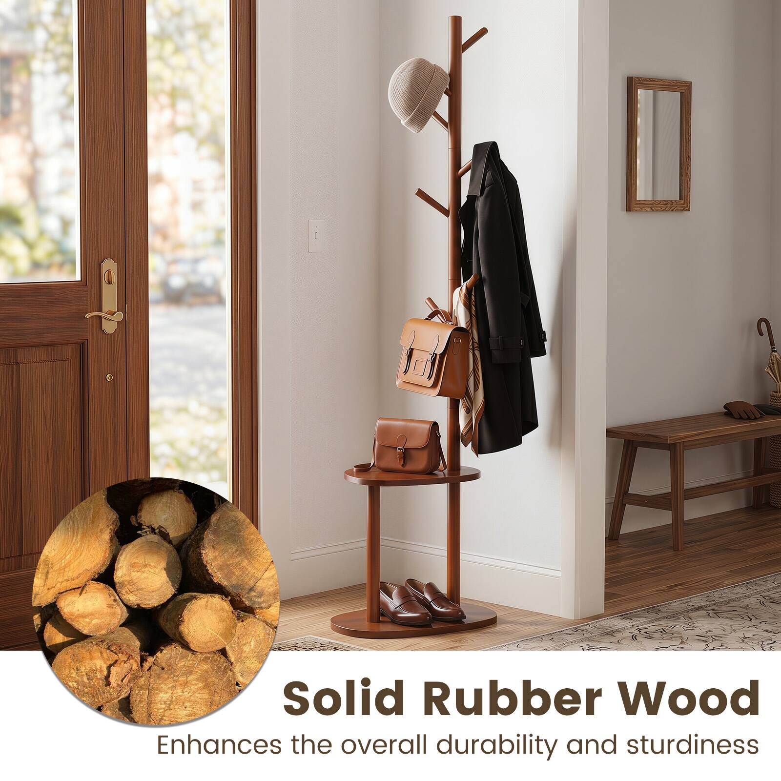 Solid Rubber Wood Enhances the overall durability and sturdiness