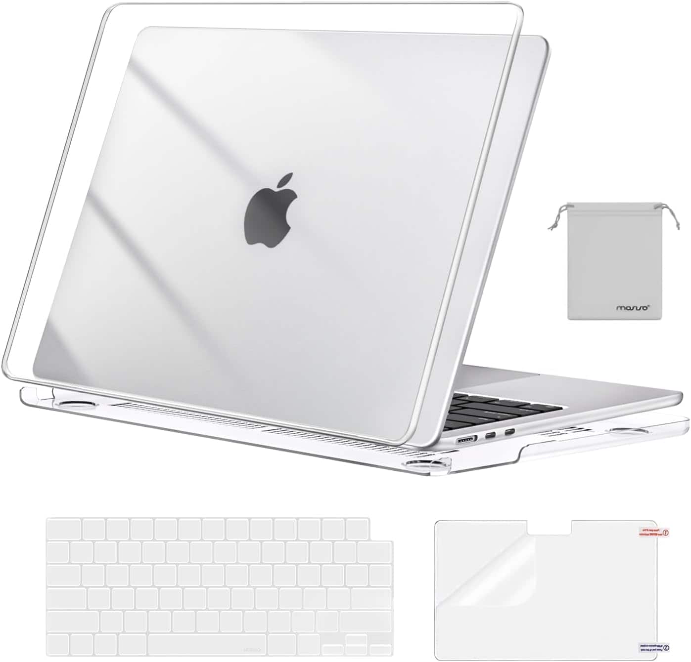 mosiso - Case for 13-inch MacBook Air M5 A3449 M4 A3240 M3 A3113 M2 A2681 with Keyboard Cover Screen Protector and Pouch - Crystal Clear