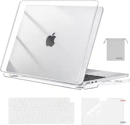 Front. mosiso - Case for 13-inch MacBook Air M5 A3449 M4 A3240 M3 A3113 M2 A2681 with Keyboard Cover Screen Protector and Pouch - Crystal Clear.