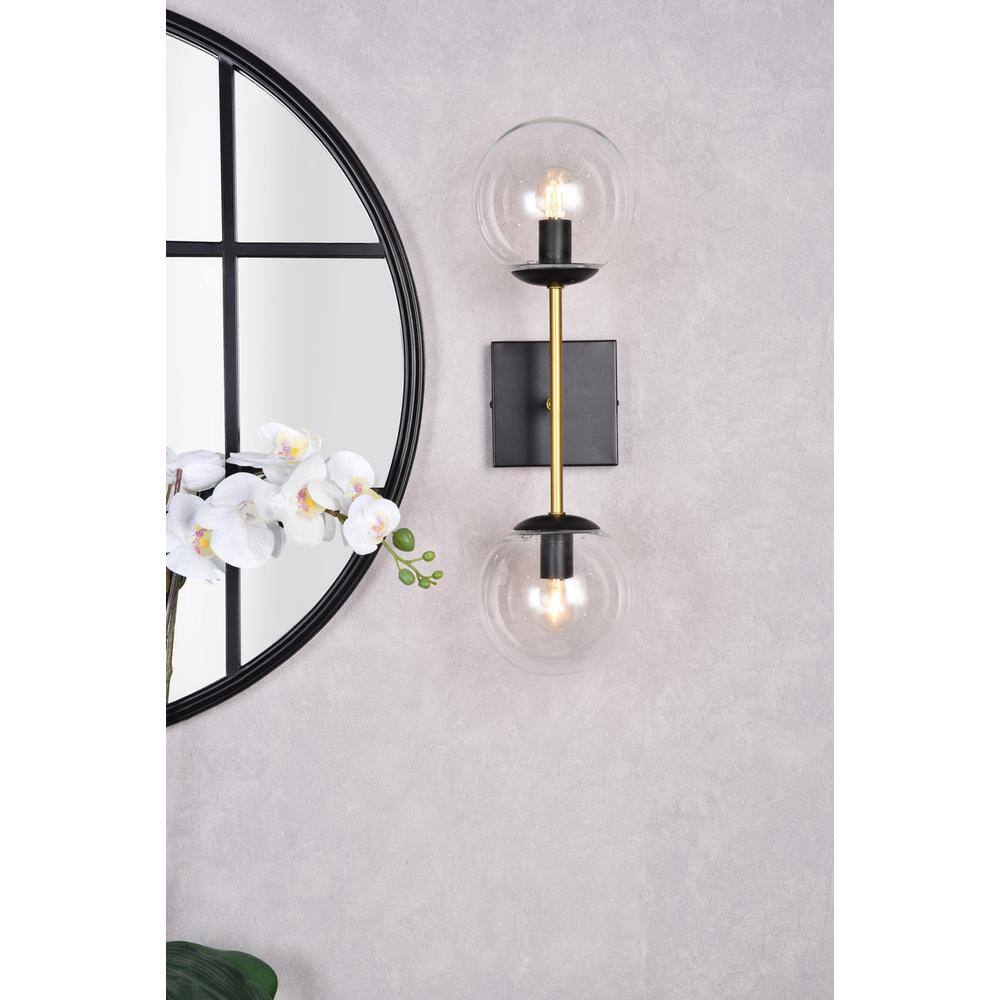 Living District - Neri 2 lights glass wall sconce - Black And Brass And Clear price history on PriceWatchPro