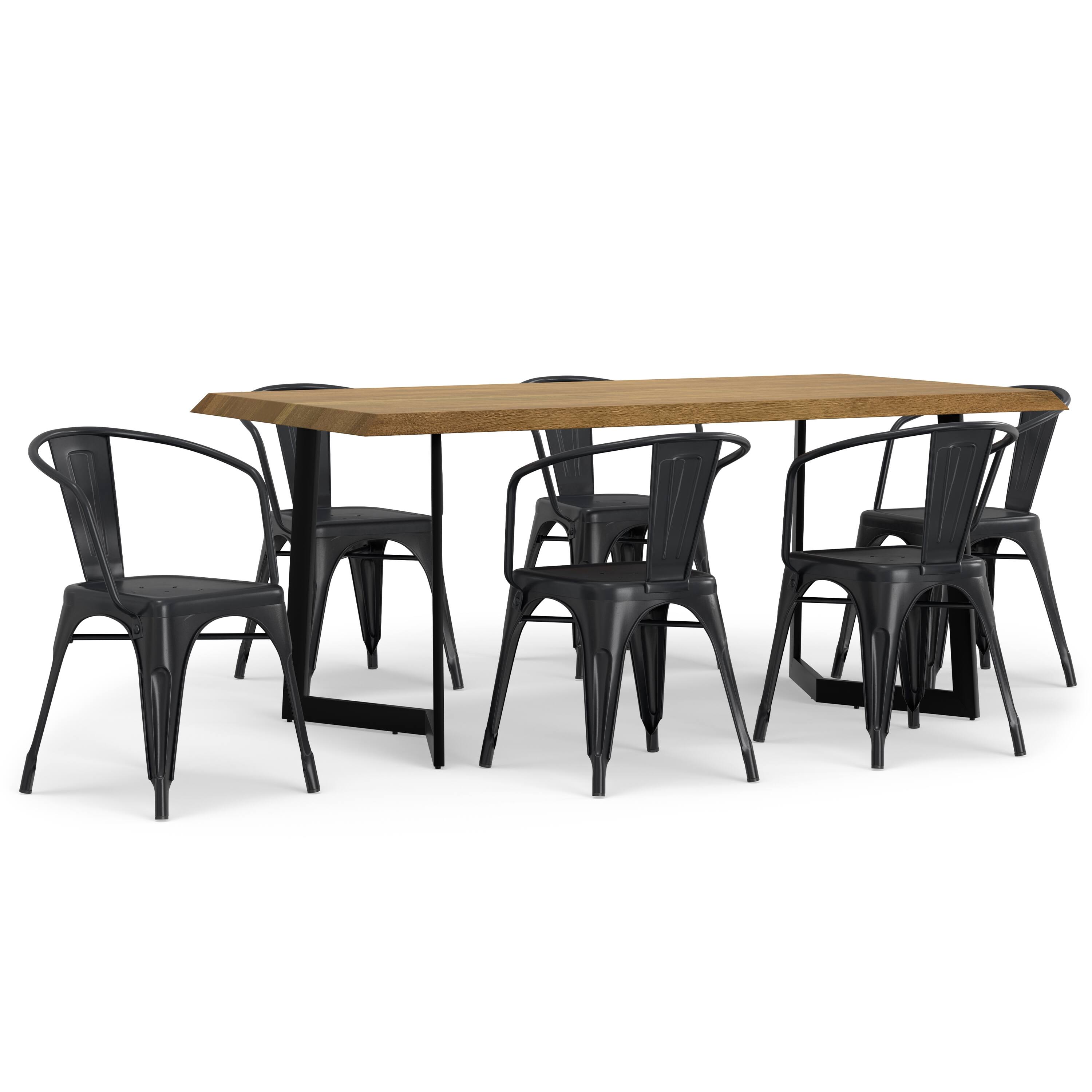 Angle. Simpli Home - Larkin / Watkins 7-Piece Dining Set - Distressed Black and Silver.