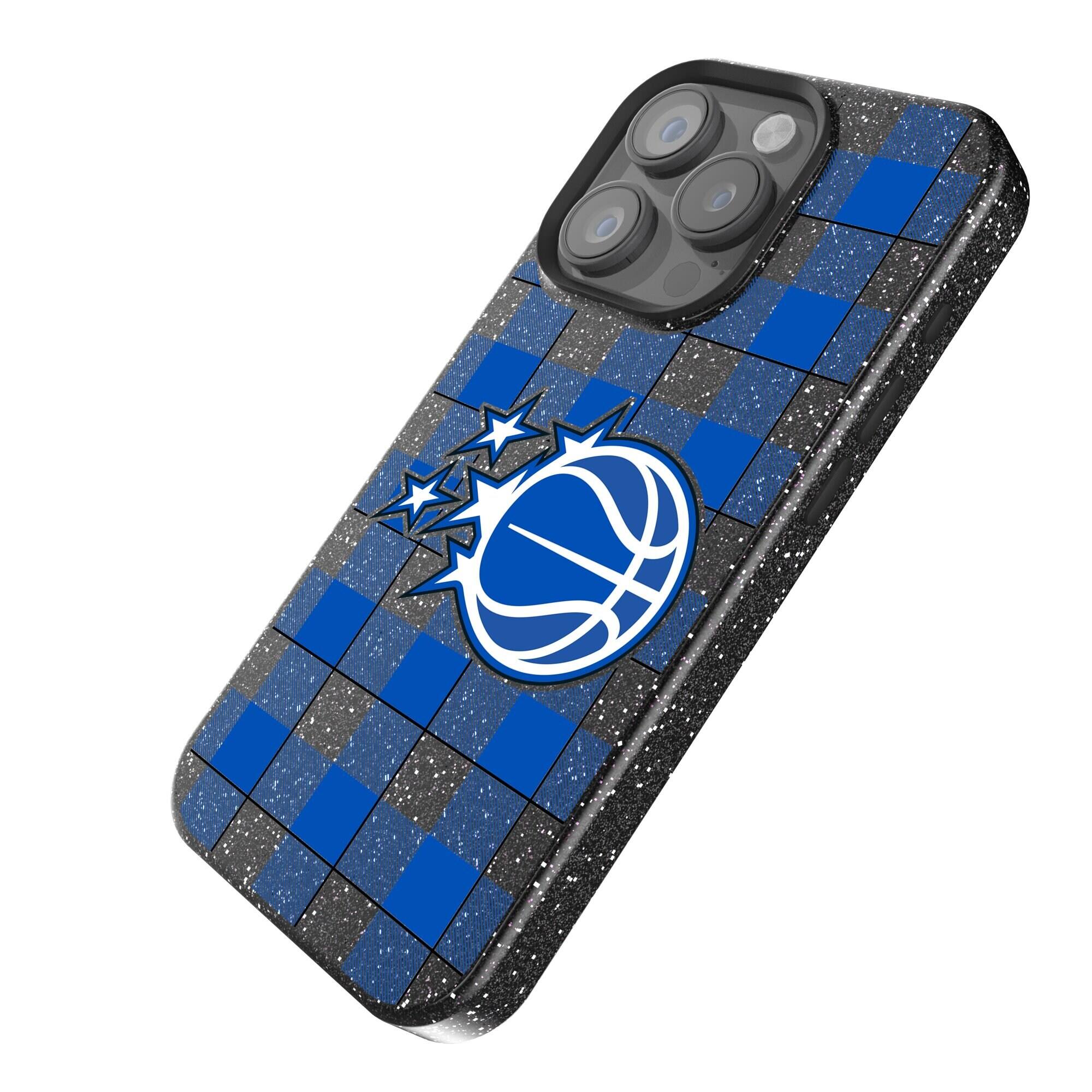 Alt View 1. Keyscaper - Orlando Magic Plaid Bling iPhone Case - 15 Pro - Black.