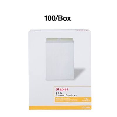 100/Box  
Staples  
9 x 12 Gummed Envelopes  
White Wove  
100  
ST4TUMBIN