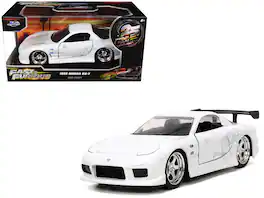 1993 Mazda RX-7 "HKS" White "The Fast and the Furious" (2001) Movie "25 Years of Fast & Furious" 1/32 Model Car by Jada